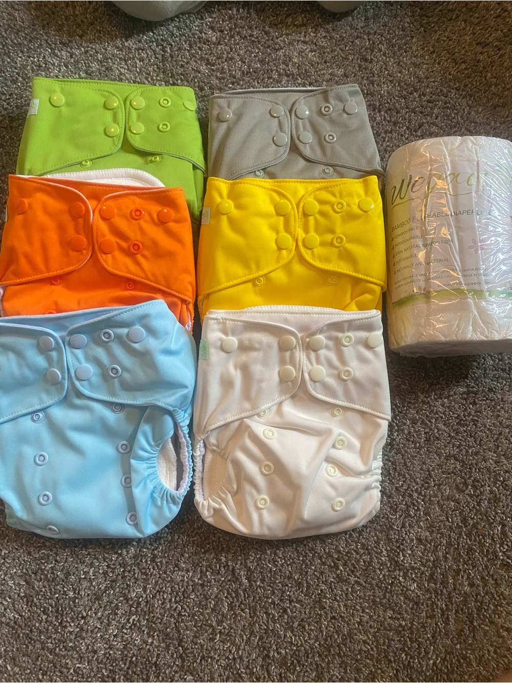 Brand New Lot Of 6 Wegreeco Pocket ClothDiapers/Bamboo Inserts/Disposable Liners